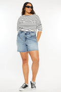 Kancan Full Size Raw Hem High Waist Denim Shorts - Hovatok