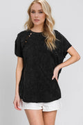 Double Take Full Size Cutout Round Neck Short Sleeve T-Shirt - Hovatok