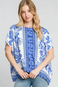 Umgee Full Size Floral Border Print Oversized Top Plus Size - Hovatok