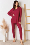 Basic Bae Full Size Notched Long Sleeve Top and Pants Set - Hovatok
