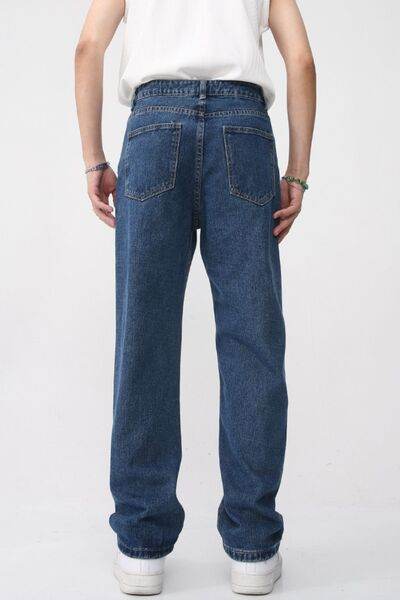 Men's Washed Straight Leg Jeans - Hovatok