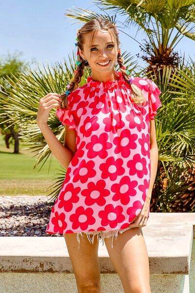 BiBi Floral Contrast Ruffled Top - Hovatok