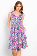 Be Stage Full Size Print Wrinkle Free Ruffled Dress - Hovatok