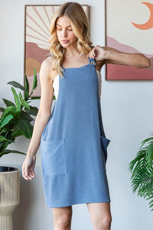 Heimish Full Size Ribbed Sleeveless Mini Tank Dress Plus Size - Hovatok