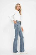 Judy Blue Full Size Tummy Control Back Embroidered Pocketed Bootcut Jeans Plus Size - Hovatok