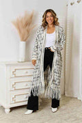 Angel Wings Full Size Multicolored Open Front Fringe Hem Cardigan - Hovatok