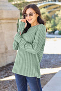 Basic Bae Full Size Ribbed Round Neck Long Sleeve Knit Top - Hovatok