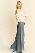 Davi & Dani Round Neck Batwing Sleeve Sweater - Hovatok