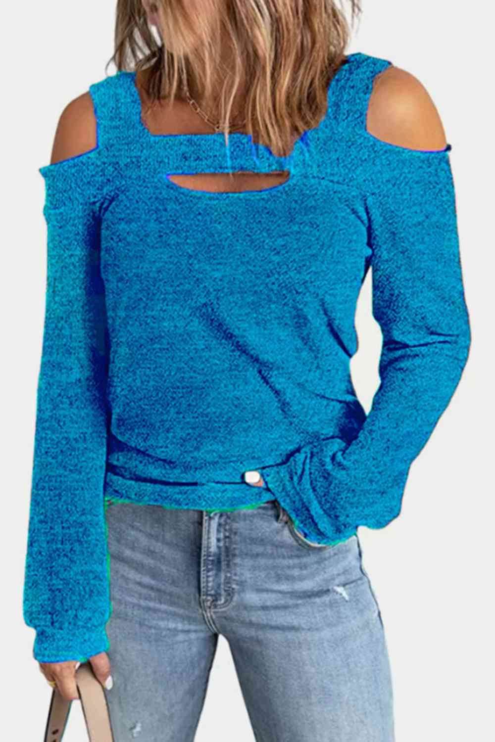 Full Size Cutout Cold Shoulder Blouse - Hovatok