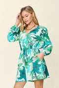Double Take Full Size Floral Long Sleeve Romper with Pockets - Hovatok