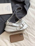 PU Leather Buckle Shoulder Bag - Hovatok