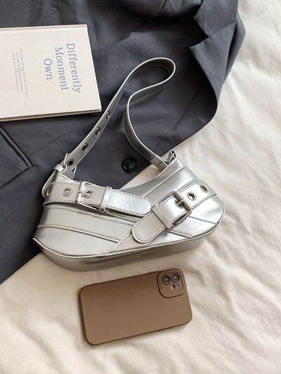 PU Leather Buckle Shoulder Bag - Hovatok