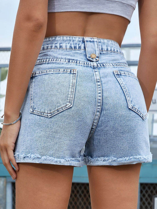 Raw Hem Denim Shorts - Hovatok