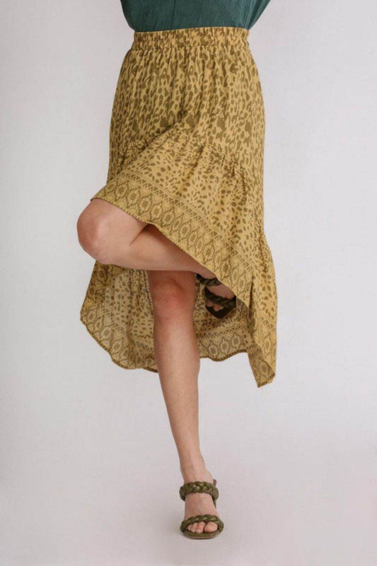 Umgee Full Size Animal Border Print High Low Skirt Plus Size - Hovatok