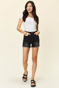 Judy Blue Full Size Tummy Control Fray Hem Shorts - Hovatok