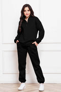 Half Zip Long Sleeve Sweatshirt and Pants Set - Hovatok
