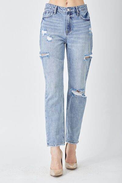 RISEN Distressed Slim Cropped Jeans - Hovatok