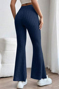 Basic Bae Full Size Ribbed High Waist Flare Pants - Hovatok
