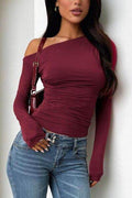 Single Shoulder Long Sleeve T-Shirt - Hovatok