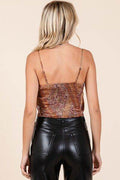 Mittoshop Paisley Patchwork Print Satin Cowl Neck Crop Cami - Hovatok