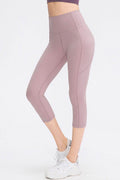 Wide Waistband Cropped Active Leggings with Pockets - Hovatok