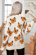 Butterfly Round Neck Long Sleeve Sweater - Hovatok