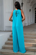 Double Take Full Size Tie Back Cutout Sleeveless Jumpsuit - Hovatok