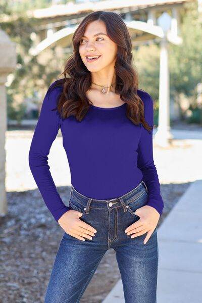 Basic Bae Full Size Round Neck Long Sleeve Bodysuit - Hovatok