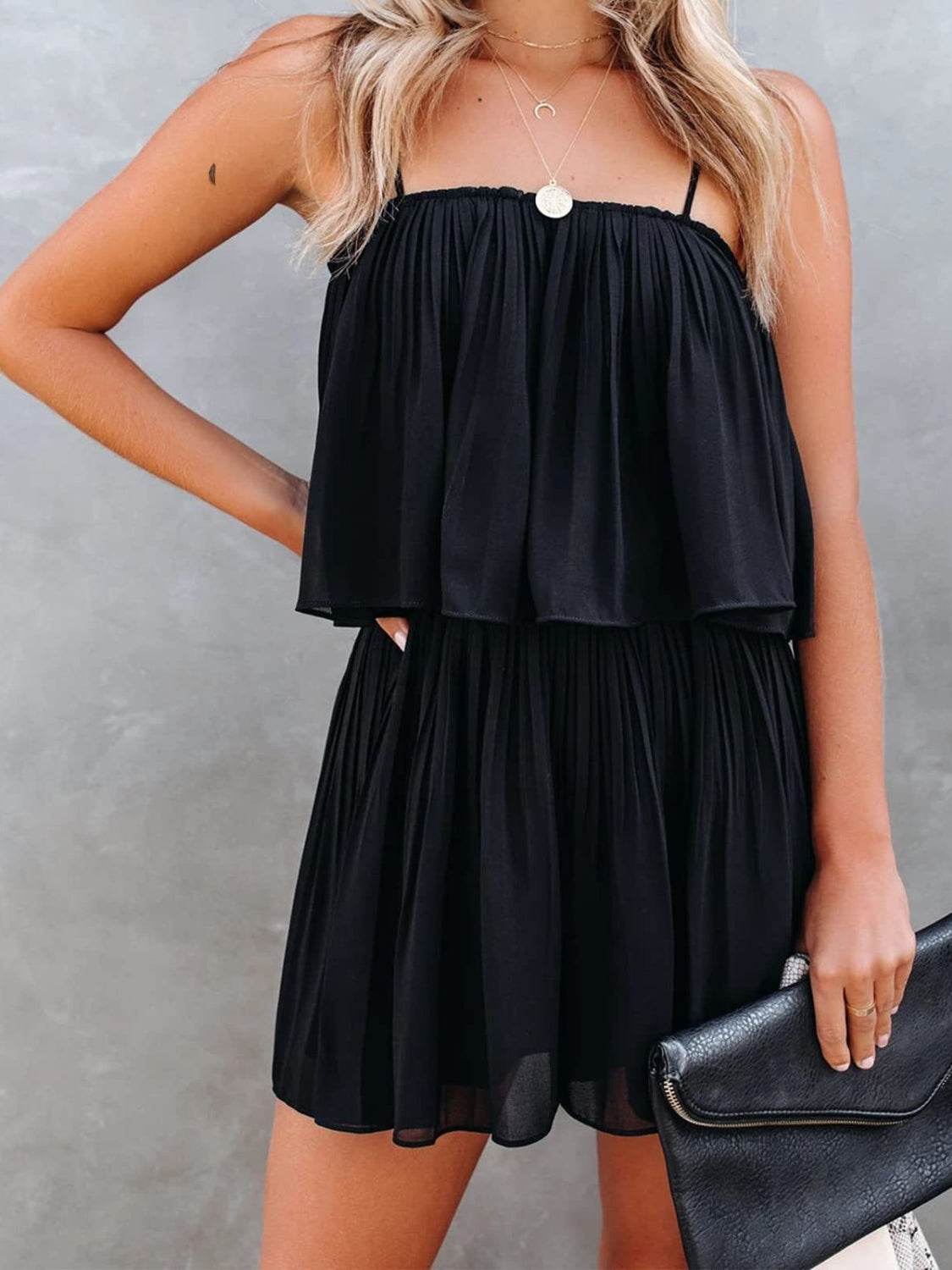 Ruched Spaghetti Strap Romper - Hovatok