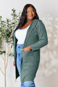 Basic Bae Full Size Hooded Sweater Cardigan - Hovatok
