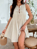 Devine Pleated Sleeveless Mini Dress - Hovatok