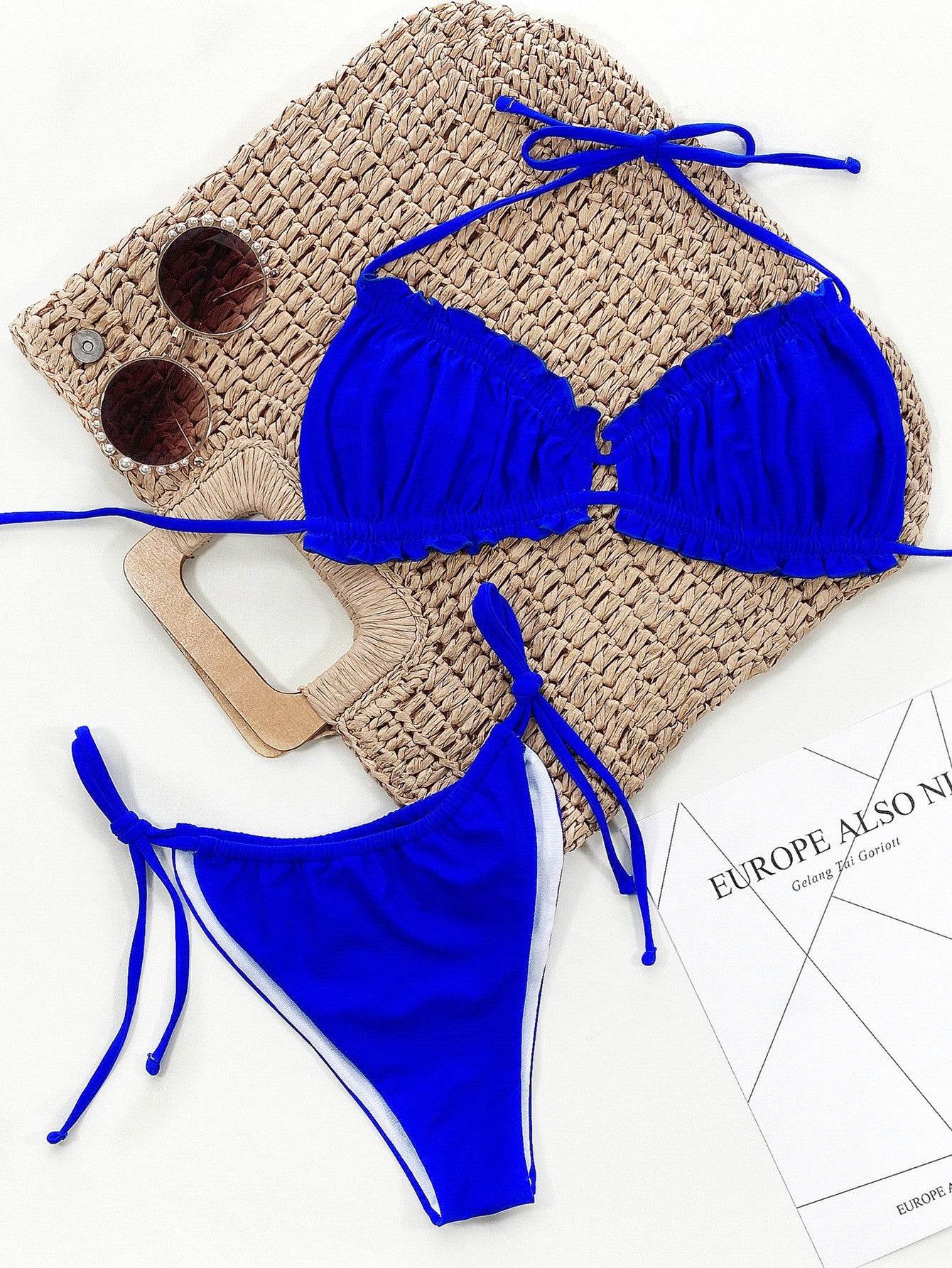 Frill Trill Halter Neck Bikini Set - Hovatok