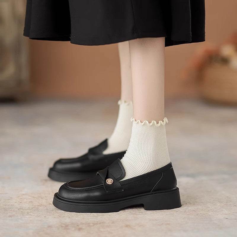 Round Toe Platform Loafers - Hovatok
