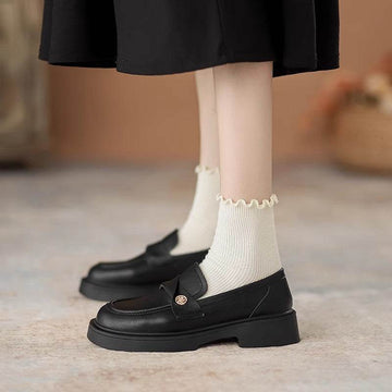 Round Toe Platform Loafers - Hovatok