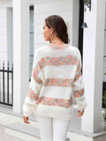 Angel Wings Striped Drop Shoulder Sweater - Hovatok
