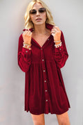 Oh Full Size Collared Neck Long Sleeve Mini Dress - Hovatok