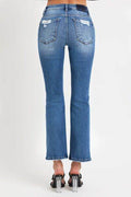 RISEN Full Size Mid Rise Ankle Straight Jeans with Pockets - Hovatok