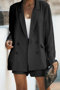 Longline Blazer and Shorts Set with Pockets - Hovatok