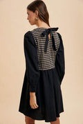 Annie Wear Tie Back Plaid Round Neck Mini Dress - Hovatok