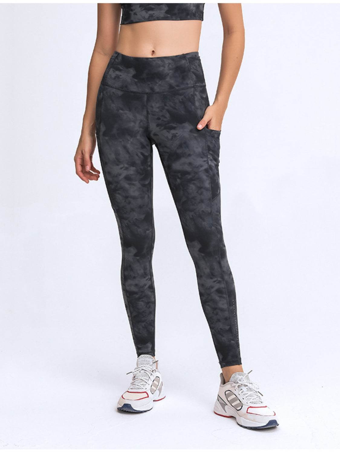Millennia Wide Waistband Leggings with Pockets - Hovatok