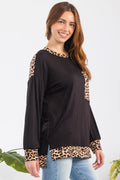 Celeste Full Size Leopard Round Neck Dropped Shoulder T-Shirt - Hovatok