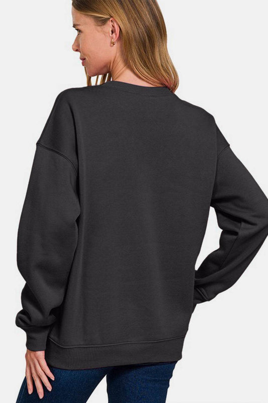 Zenana WEEKEND Round Neck Dropped Shoulder Sweatshirt - Hovatok