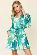 Double Take Full Size Floral Long Sleeve Romper with Pockets - Hovatok