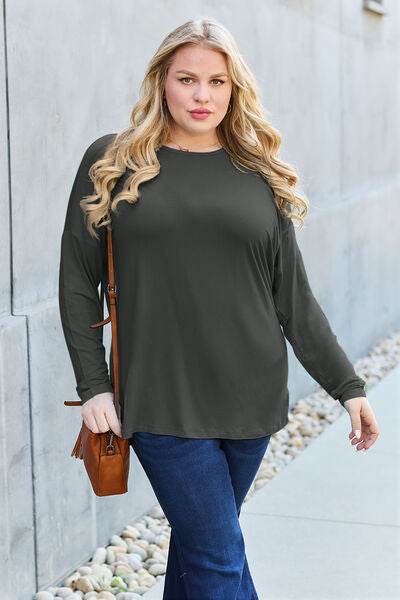Basic Bae Full Size Round Neck Dropped Shoulder T-Shirt - Hovatok