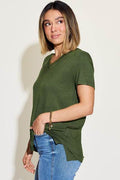 Basic Bae Full Size V-Neck High-Low T-Shirt - Hovatok