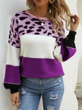 Angel Wings Color Block Round Neck Sweater - Hovatok