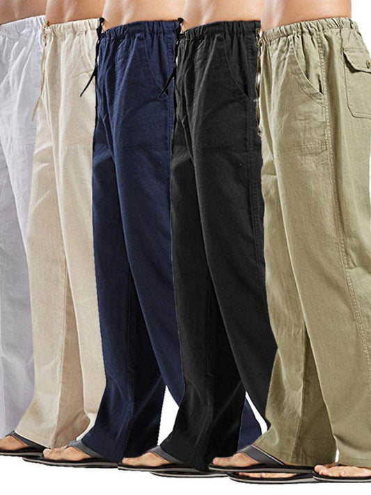 Men's Full Size Drawsting Straight Leg Pants Plus Size - Hovatok