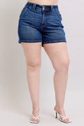 Judy Blue Full Size Double Button Waistband Denim Shorts Plus Size - Hovatok
