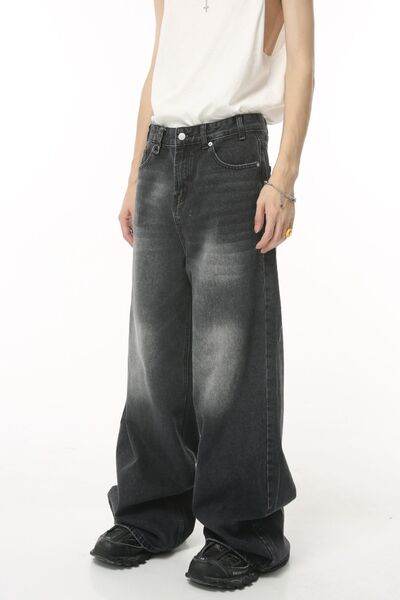 Pocketed Wide Leg Jeans - Hovatok