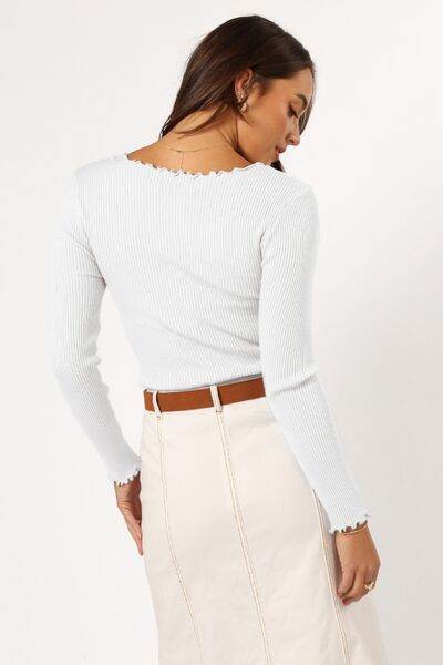 Lettuce Edge Round Neck Long Sleeve T-Shirt - Hovatok